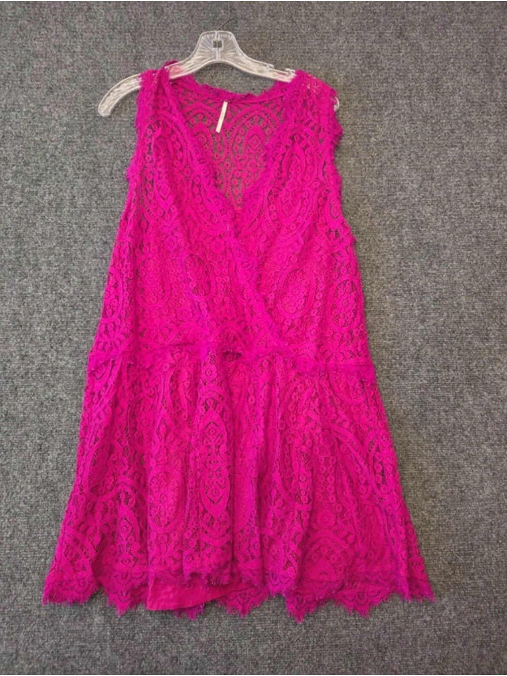 Free People Bright Fuchsia Lace Mini Dress